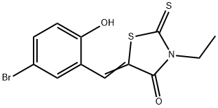(E)-5-(5-溴-2-羟基亚苄基)-3-乙基-2-硫代噻唑烷-4-酮, 313470-10-9, 结构式