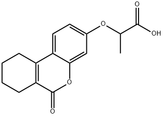 2-[(6-オキソ-7,8,9,10-テトラヒドロ-6H-ベンゾ[C]クロメン-3-イル)オキシ]プロパン酸 化学構造式