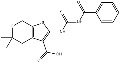 2-[[(苯甲酰基氨基)硫代甲酰]氨基]-4,7-二氢-5,5-二甲基-5H-噻吩并[2,3-C]吡喃-3-羧酸,314042-01-8,结构式