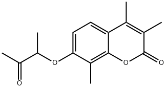 3,4,8-トリメチル-7-(1-メチル-2-オキソプロポキシ)-2H-クロメン-2-オン 化学構造式