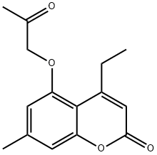 4-エチル-7-メチル-5-(2-オキソプロポキシ)-2H-クロメン-2-オン 化学構造式
