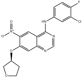 4-QuinazolinaMine, N-(3-chloro-4-fluorophenyl)-6-nitro-7-[[(3S)-tetrahydro-3-furanyl]oxy]- Struktur