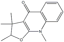 (-)-3,9-ジヒドロ-2,3,3,9-テトラメチルフロ[2,3-b]キノリン-4(2H)-オン 化学構造式