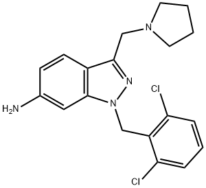 1-(2,6-二氯苄基)-3-(吡咯烷-1-基甲基)-1H-吲唑-6-胺,315203-39-5,结构式