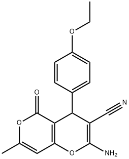 4H,5H-PYRANO[4,3-B]PYRAN-3-CARBONITRILE, 2-AMINO-4-(4-ETHOXYPHENYL)-7-METHYL-5-OXO- Structure