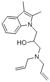 1-(ジアリルアミノ)-3-(2,3-ジメチル-1H-インドール-1-イル)プロパン-2-オール 化学構造式