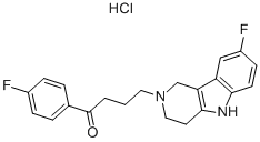 1-(4-フルオロフェニル)-4-[(8-フルオロ-1,3,4,5-テトラヒドロ-2H-ピリド[4,3-b]インドール)-2-イル]-1-ブタノン·塩酸塩 化学構造式