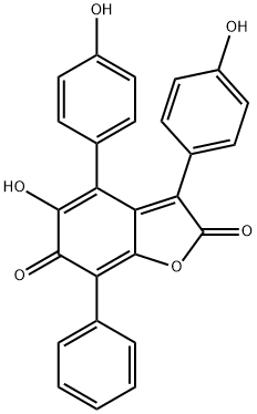5-Hydroxy-3,4-bis(4-hydroxyphenyl)-7-phenyl-2,6-benzofurandione Struktur