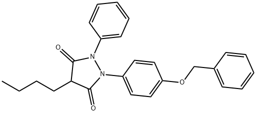 4-ブチル-2-フェニル-1-[4-(フェニルメトキシ)フェニル]ピラゾリジン-3,5-ジオン 化学構造式