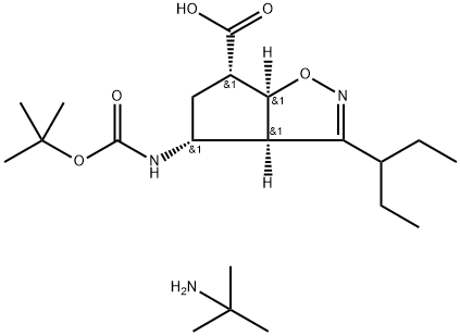 (3aR,4R,6S,6aS)-4-(tert-butoxycarbonylaMino)-3-(pentan-3-yl)-4,5,6,6a-tetrahydro-3aH-cyclopenta[d]isoxazole-6-carboxylic acid Struktur