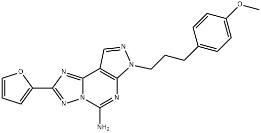 2-(2-フラニル)-7-[3-(4-メトキシフェニル)プロピル]-7H-ピラゾロ[4,3-e][1,2,4]トリアゾロ[1,5-c]ピリミジン-5-アミン 化学構造式