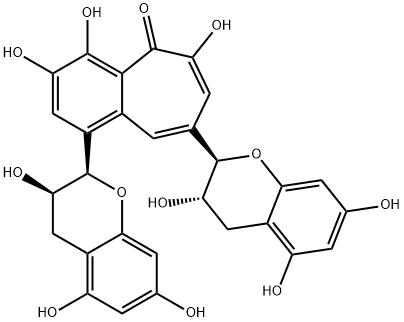 1-[(2S,3S)-3,4-Dihydro-3,5,7-trihydroxy-2H-1-benzopyran-2-yl]-8-[(2R,3S)-3,4-dihydro-3,5,7-trihydroxy-2H-1-benzopyran-2-yl]-3,4,6-trihydroxy-5H-benzocyclohepten-5-one Structure