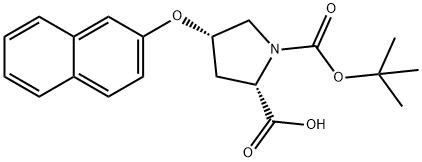 (2S,4S)-BOC-4-(2-ナフチルオキシ)ピロリジン-2-カルボン酸 化学構造式