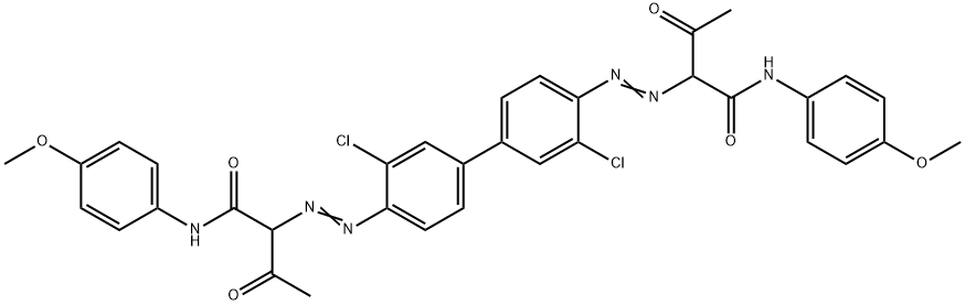 4,4'-ビス[[1-(4-メトキシフェニルアミノ)-1,3-ジオキソブタン-2-イル]アゾ]-3,3'-ジクロロ-1,1'-ビフェニル 化学構造式