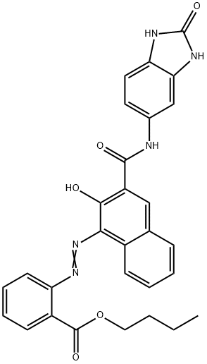 Butyl 2-[[3-[[(2,3-dihydro-2-oxo-1H-benzimidazol-5-yl)amino]carbonyl]-2-hydroxy-1-naphthyl]azo]benzoate Struktur