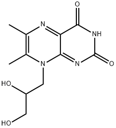 2,4(3H,8H)-Pteridinedione, 8-(2,3-dihydroxypropyl)-6,7-dimethyl- Structure