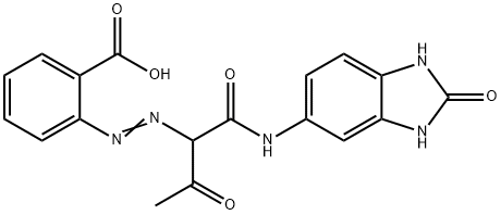 2-[[1-[[[(2,3-ジヒドロ-2-オキソ-1H-ベンゾイミダゾール)-5-イル]アミノ]カルボニル]-2-オキソプロピル]アゾ]安息香酸 化学構造式