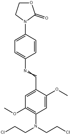 3-[4-[[4-[bis(2-chloroethyl)amino]-2,5-dimethoxy-phenyl]methylideneamino]phenyl]oxazolidin-2-one Structure