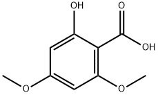 2-ヒドロキシ-4,6-ジメトキシ安息香酸 化学構造式