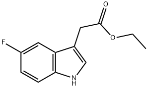 (5-fluoro-1H-indol-3-yl)acetic acid ethyl ester Struktur