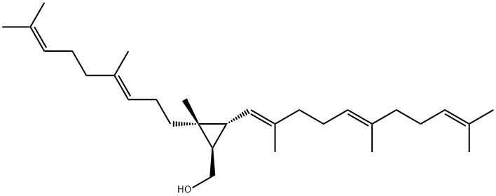 [(1R,2S,3S)-2-[(3E)-4,8-dimethylnona-3,7-dienyl]-2-methyl-3-[(1E,5E)-2 ,6,10-trimethylundeca-1,5,9-trienyl]cyclopropyl]methanol Struktur