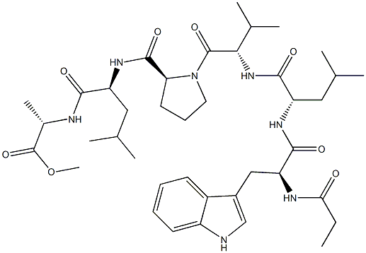 N-[N-[1-[N-[N-(N-Propionyl-L-tryptophyl)-L-leucyl]-L-valyl]-L-prolyl]-L-leucyl]-L-alanine methyl ester 结构式