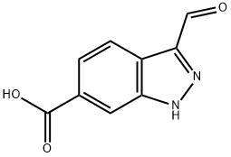 3-ホルミル-1H-インダゾール-6-カルボン酸 化学構造式