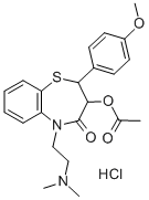cis-3-acetoxy-5-[2-(dimethylamino)ethyl]-2,3-dihydro-2-(4-methoxyphenyl)-1,5-benzothiazepin-4(5H)-one monohydrochloride Struktur