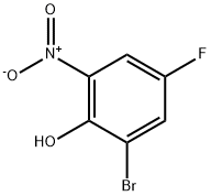 2-ブロモ-4-フルオロ-6-ニトロフェノール 化学構造式