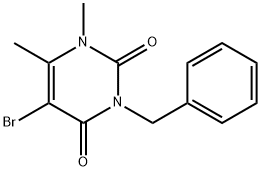 3-ベンジル-5-ブロモ-1,6-ジメチルピリミジン-2,4(1H,3H)-ジオン 化学構造式