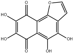4,5,7,8-テトラヒドロキシナフト[1,2-b]フラン-6,9-ジオン 化学構造式