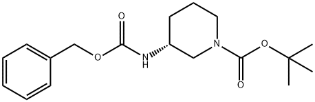 1-Piperidinecarboxylic acid, 3-[[(phenylmethoxy)carbonyl]amino]-, 1,1-dimethylethyl ester, (3R)- 化学構造式