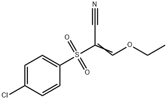 (E)-2-((4-氯苯基)磺酰基)-3-乙氧基丙烯腈, 32083-27-5, 结构式