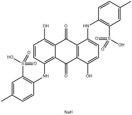 2,2'-[(9,10-ジヒドロ-4,8-ジヒドロキシ-9,10-ジオキソアントラセン-1,5-ジイル)ビスイミノ]ビス(5-メチルベンゼンスルホン酸ナトリウム) 化学構造式
