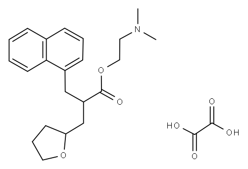 alpha-(1-Naphthylmethyl)tetrahydro-2-furanpropionic acid 2-(dimethylam ino)ethyl ester oxalate Structure