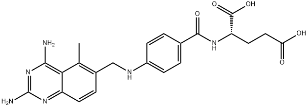 N-[4-[(2,4-ジアミノ-5-メチルキナゾリン-6-イルメチル)アミノ]ベンゾイル]-L-グルタミン酸 化学構造式