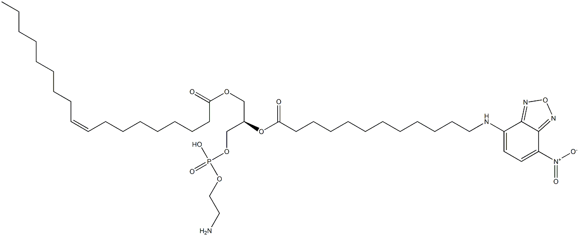 9-Octadecenoic acid (9Z)-, (2R)-3-[[(2-aminoethoxy)hydroxyphosphinyl]oxy]-2-[[12-[(7-nitro-2,1,3-benzoxadiazol-4-yl)amino]-1-oxododecyl]oxy]propyl ester Struktur
