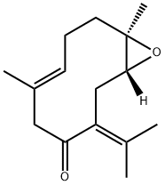 (1R,6E,10R)-6,10-Dimethyl-3-(1-methylethylidene)-11-oxabicyclo[8.1.0]undec-6-en-4-one Struktur