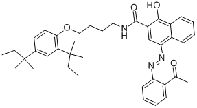 4-[(2-アセチルフェニル)アゾ]-N-[4-[2,4-ビス(1,1-ジメチルプロピル)フェノキシ]ブチル]-1-ヒドロキシ-2-ナフタレンカルボアミド 化学構造式
