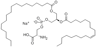 1-STEAROYL-2-OLEOYL-SN-GLYCERO-3-PHOSPHO-L-SERINE (SODIUM SALT);18:0-18:1 PS 结构式