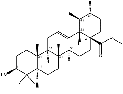 19β-メチル-3β-ヒドロキシ-30-ノルオレアナ-12-エン-28-酸メチル 化学構造式