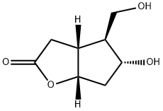 (1R)-2β-(ヒドロキシメチル)-3α,5α-ジヒドロキシシクロペンタン-1α-酢酸1,5-ラクトン 化学構造式