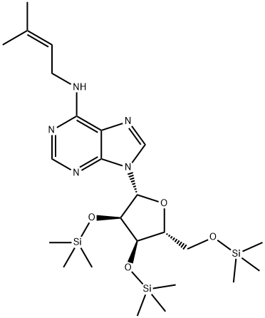 N-(3-Methyl-2-butenyl)-2'-O,3'-O,5'-O-tris(trimethylsilyl)adenosine Struktur
