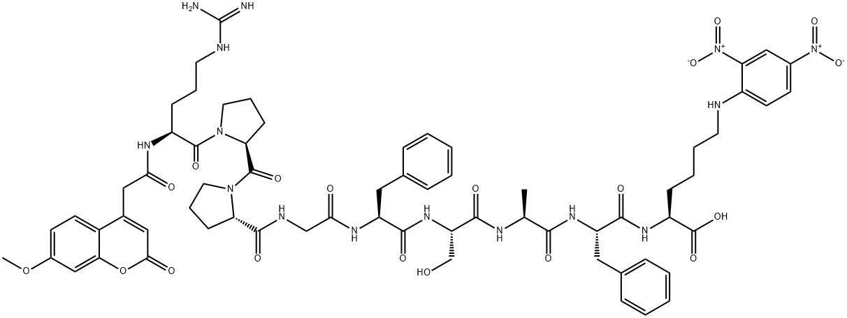 MCA-ARG-PRO-PRO-GLY-PHE-SER-ALA-PHE-LYS(DNP)-OH Structure