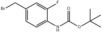 4-アミノ-3-フルオロベンジルブロミド, N-BOC保護 化学構造式
