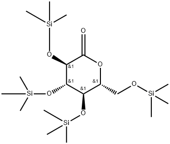 (3R,4S,5R,6R)-3,4,5-トリス((トリメチルシリル)オキシ)-6-(((トリメチルシリル)オキシ)メチル)テトラヒドロ-2H-ピラン-2-オン 化学構造式
