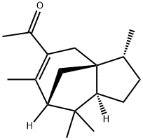 1-[[(3R)-2,3,4,7,8,8aβ-ヘキサヒドロ-3β,6,8,8-テトラメチル-1H-3aα,7α-メタノアズレン]-5-イル]エタノン 化学構造式