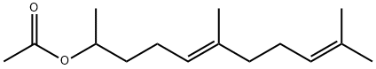 酢酸(E)-6,10-ジメチル-5,9-ウンデカジエン-2-イル 化学構造式