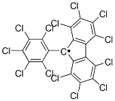 1,2,3,4,5,6,7,8-オクタクロロ-9-(ペンタクロロフェニル)-9H-フルオレン-9-イルラジカル 化学構造式