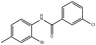 N-(2-bromo-4-methylphenyl)-3-chlorobenzamide 化学構造式